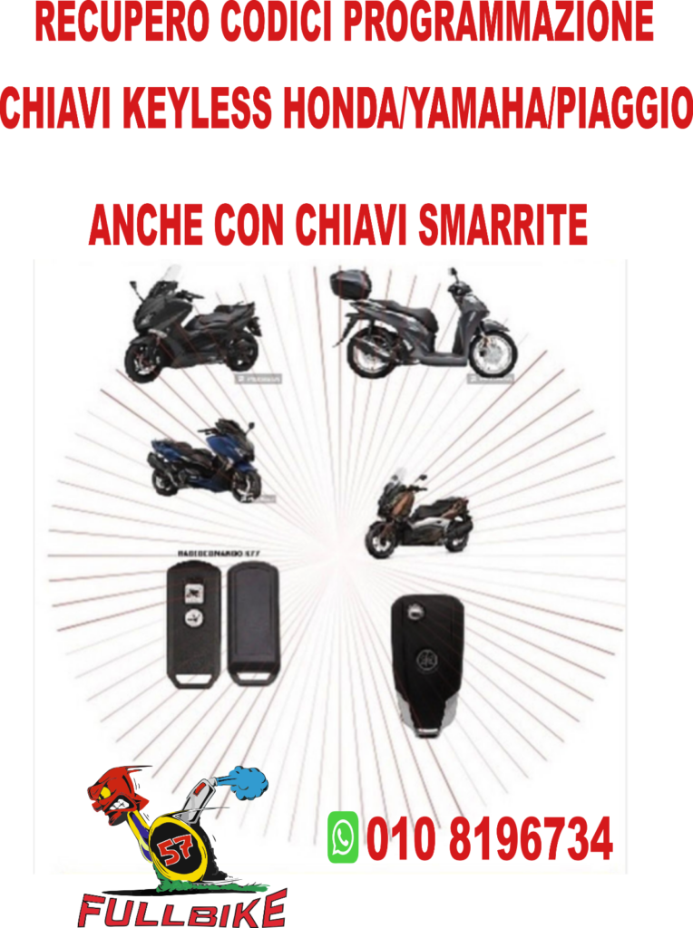 Recupero codici programmazione Chiavi Keyless Honda /Yamaha/Piaggio